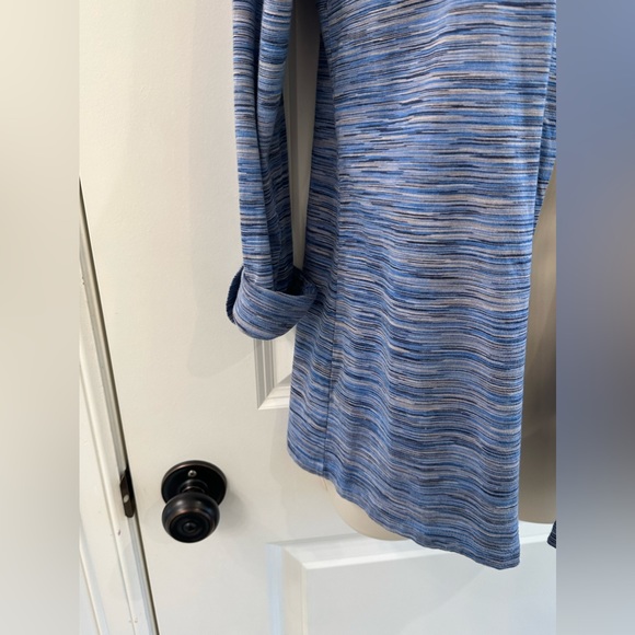 J Jill Cotton Open Front Cardigan Size XSP Roll Up Long Sleeve Heathered Blue - Picture 4 of 13